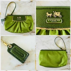 NWOT Coach Green Satin Coin Purse